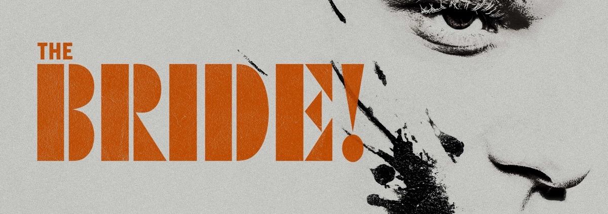 Key art poster for the movie THE BRIDE with lettering in orange and a ghostly silhouette face on the background.