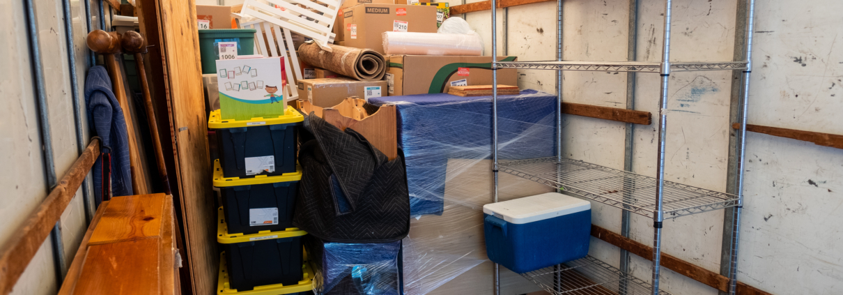 The inside of a moving truck.