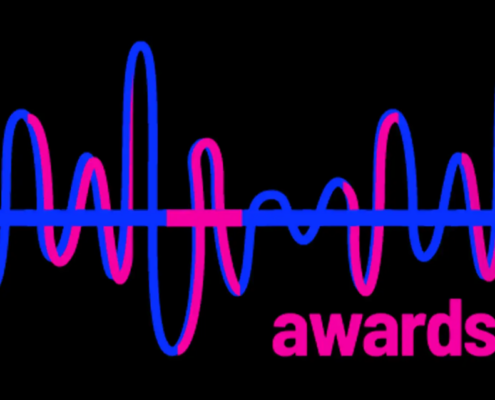A curvy sine wave representing a music wave form with the letters WAVY formed inside
